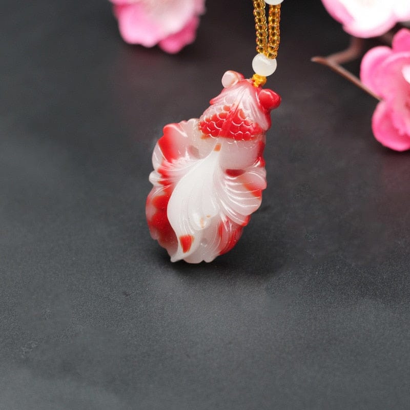 Jade Carved Fish Necklace - Floral Fawna