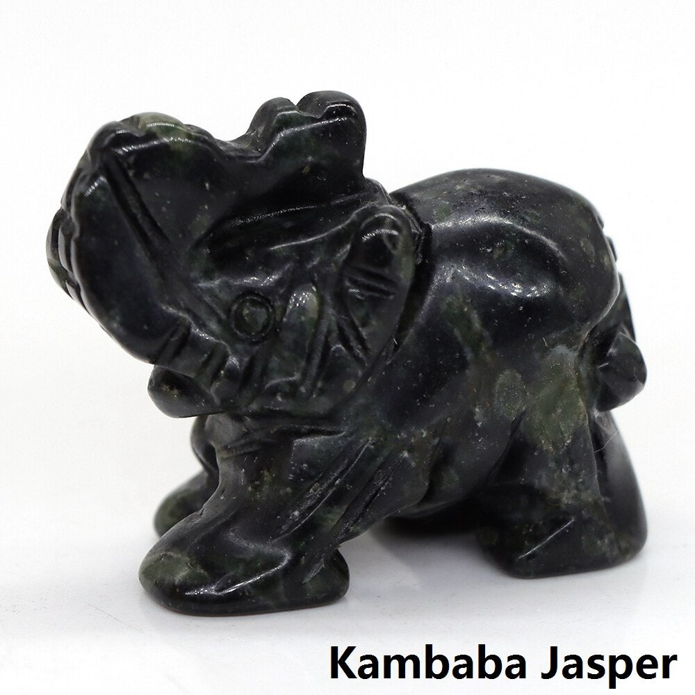 Carved Elephant Crystal - Floral Fawna