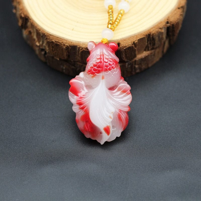 Jade Carved Fish Necklace - Floral Fawna