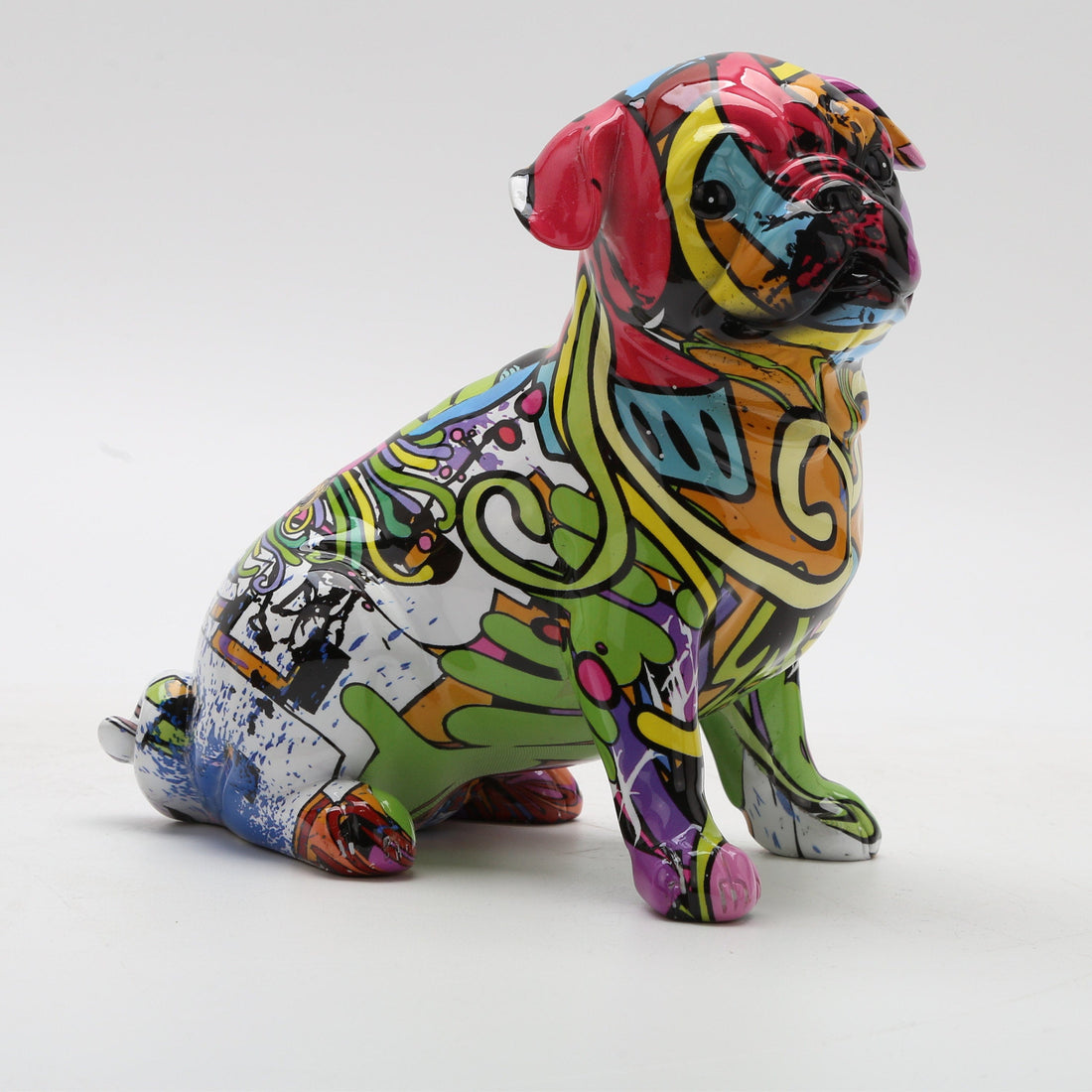 Abstract Pug Sculpture - Floral Fawna