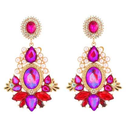 Crystal Rhinestone Chandelier Earrings - Floral Fawna