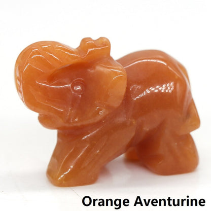 Carved Elephant Crystal - Floral Fawna