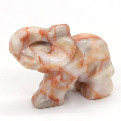 Carved Elephant Crystal - Floral Fawna