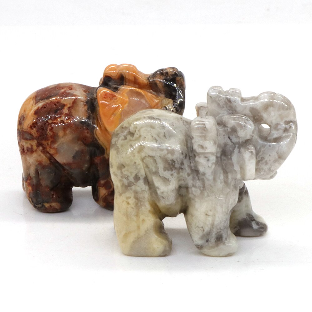 Carved Elephant Crystal - Floral Fawna