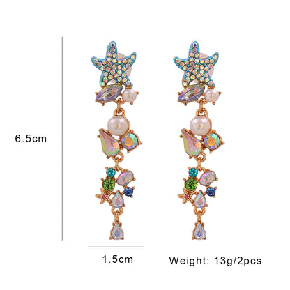 Starfish Crystal Drop Earrings - Floral Fawna