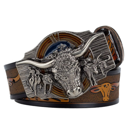 Western Bull Buckle Belt - Floral Fawna