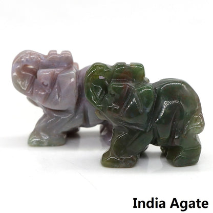 Carved Elephant Crystal - Floral Fawna