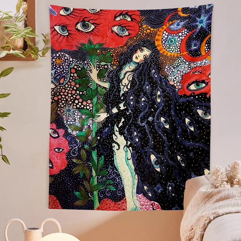 Psychedelic Girl Tapestry - Floral Fawna