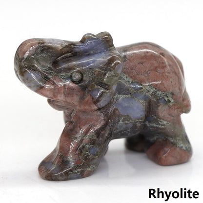 Carved Elephant Crystal - Floral Fawna