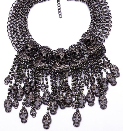 Exaggerated Chain Skull Necklace - Floral Fawna