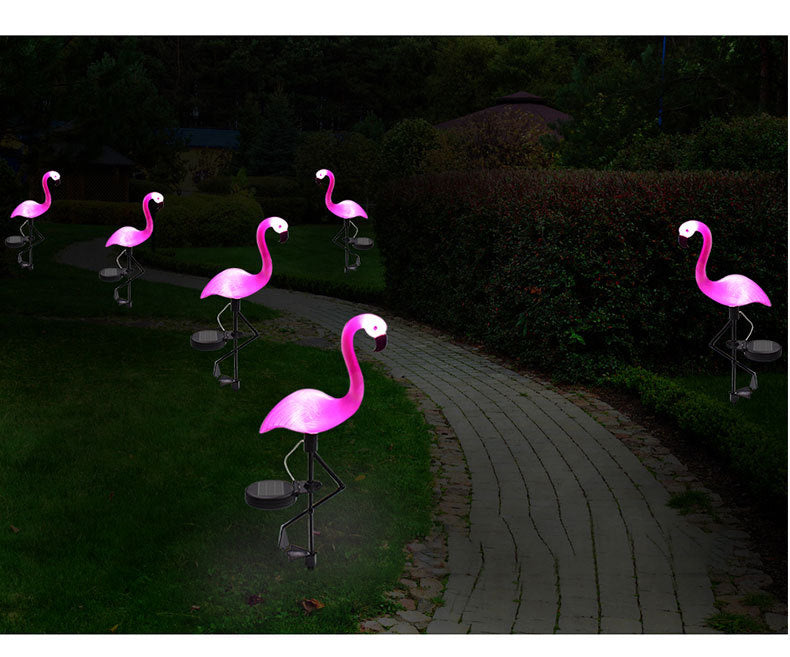 LED Solar Outdoor Flamingo Lamp - Floral Fawna