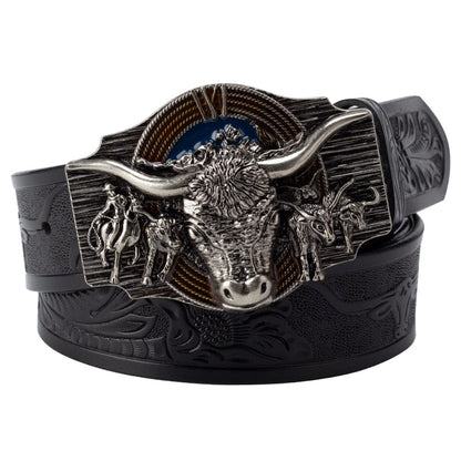 Western Bull Buckle Belt - Floral Fawna