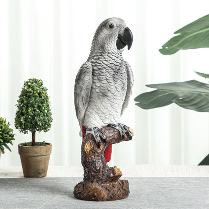 African Grey Parrot Ornament - Floral Fawna