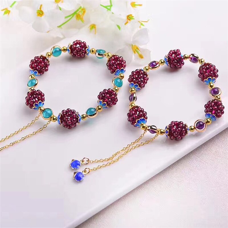 Garnet Stone Pomegranate Bracelet - Floral Fawna