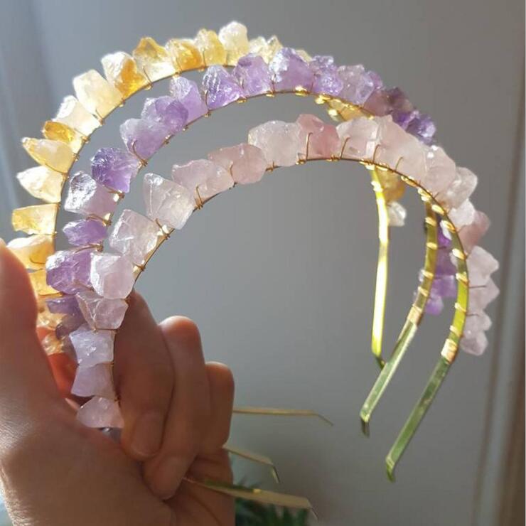 Natural Stone Crystal Headband - Floral Fawna