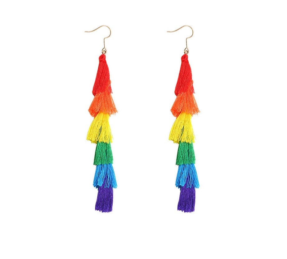 Rainbow Tassel Earrings - Floral Fawna