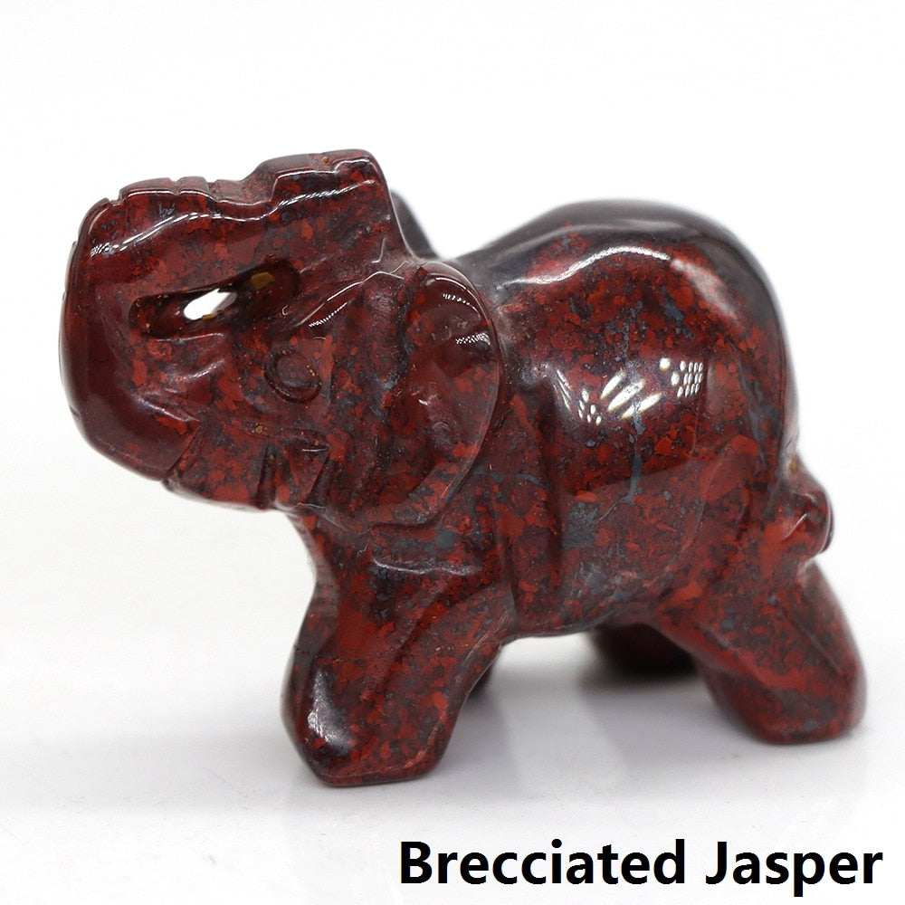 Carved Elephant Crystal - Floral Fawna