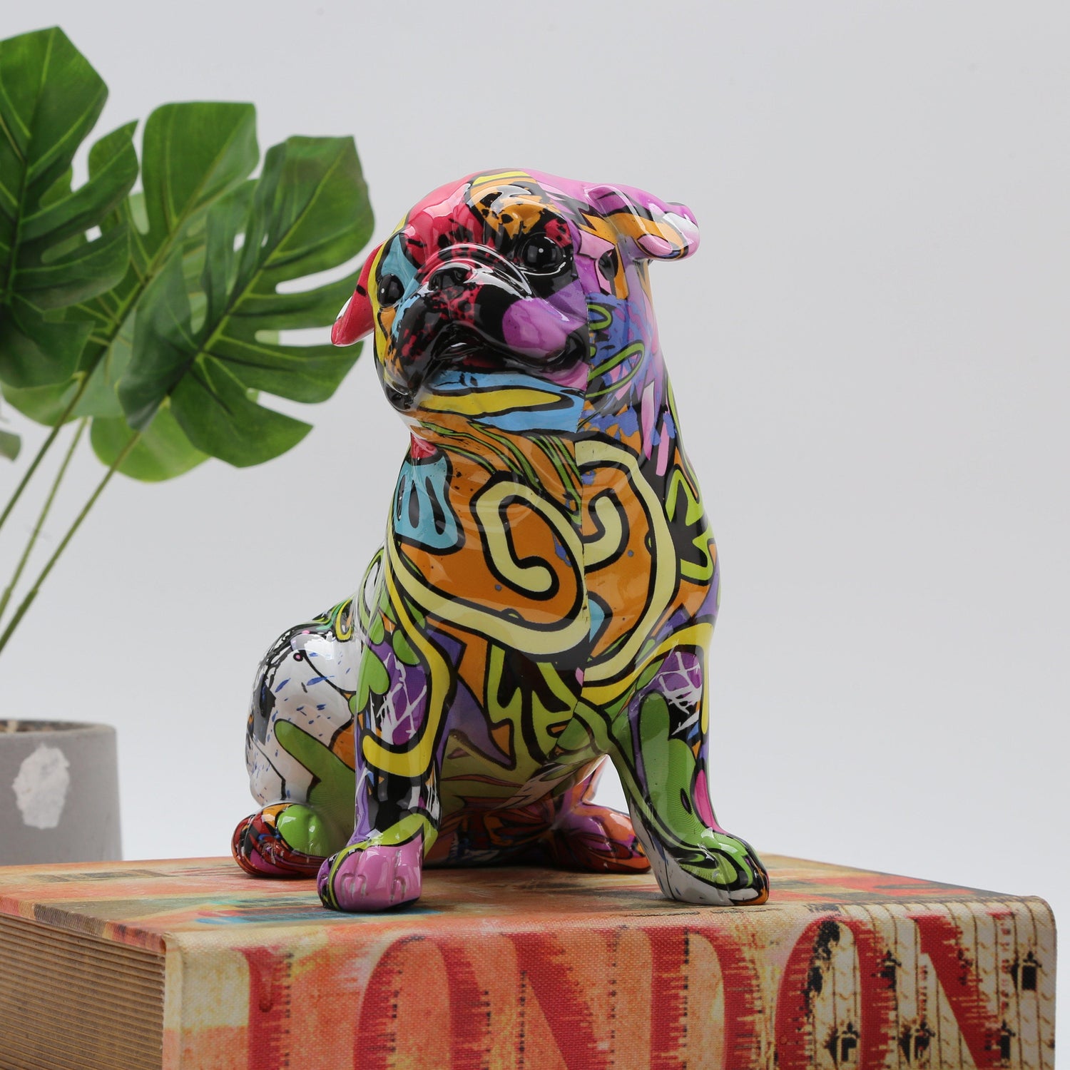 Abstract Pug Sculpture - Floral Fawna