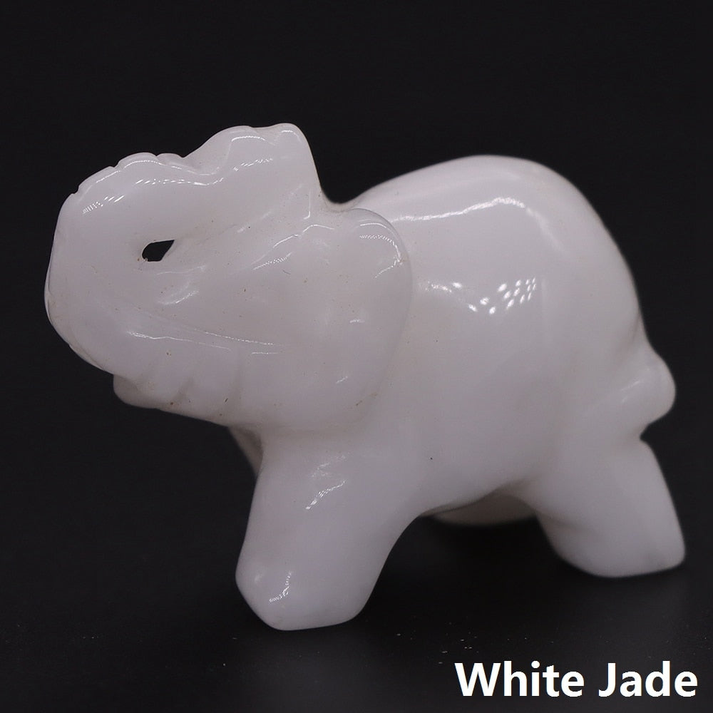 Carved Elephant Crystal - Floral Fawna