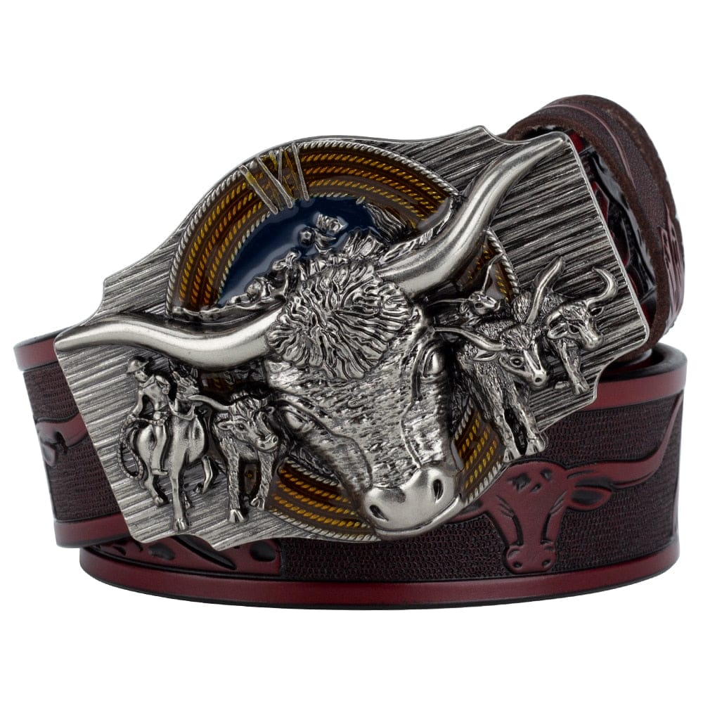 Western Bull Buckle Belt - Floral Fawna