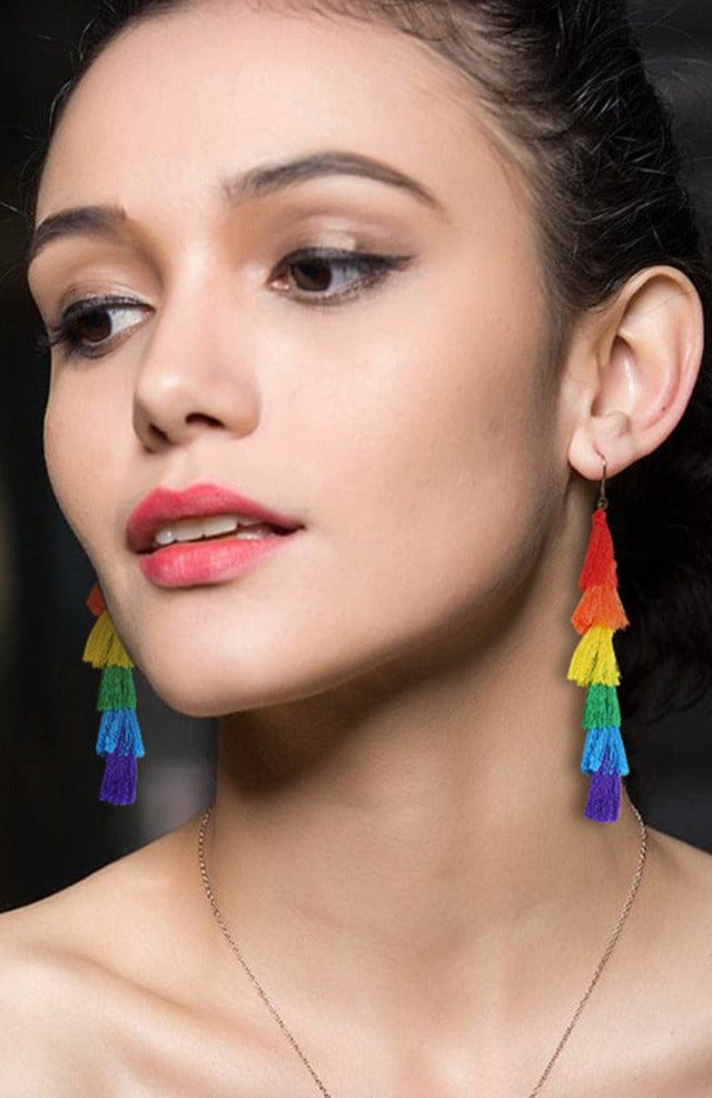 Rainbow Tassel Earrings - Floral Fawna