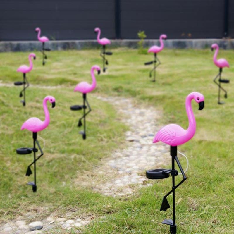 LED Solar Outdoor Flamingo Lamp - Floral Fawna