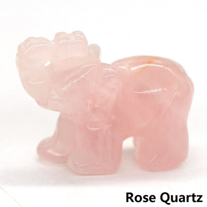 Carved Elephant Crystal - Floral Fawna