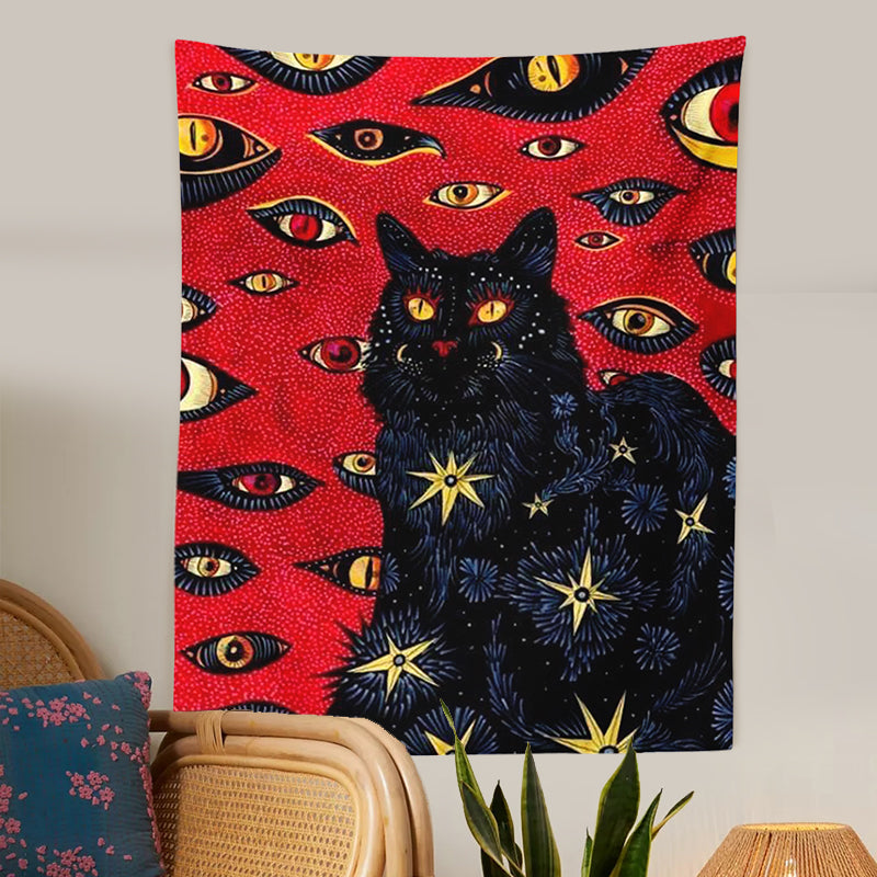 Black Cat Tapestry - Floral Fawna