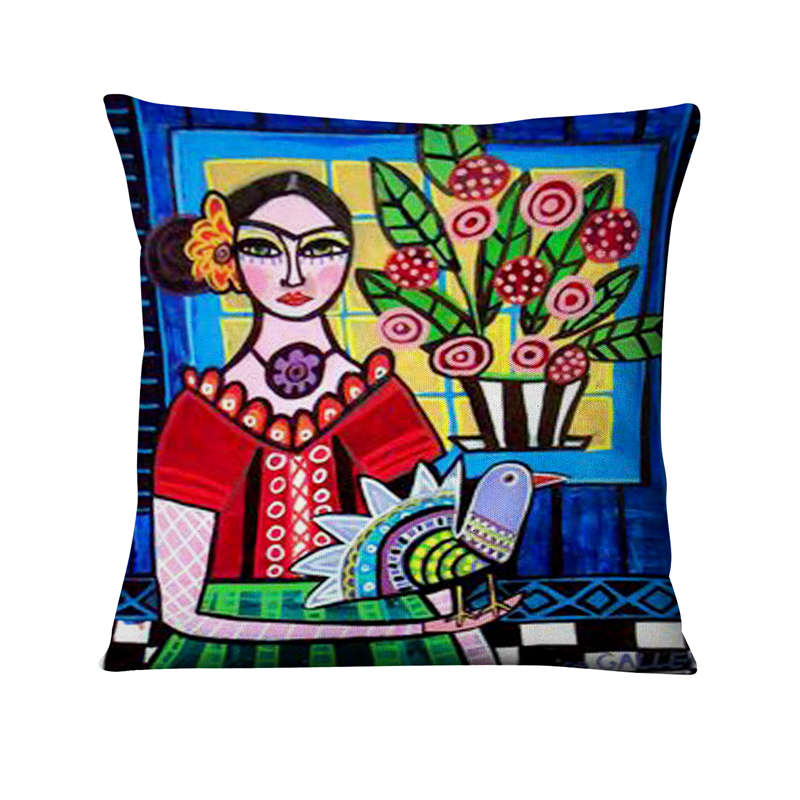 Frida Kahlo Abstract Cushion Cover - Floral Fawna