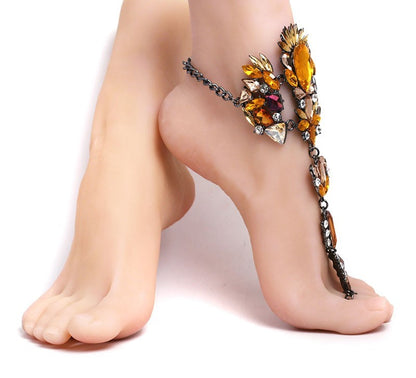 Rhinestone Crystal Anklet - Floral Fawna