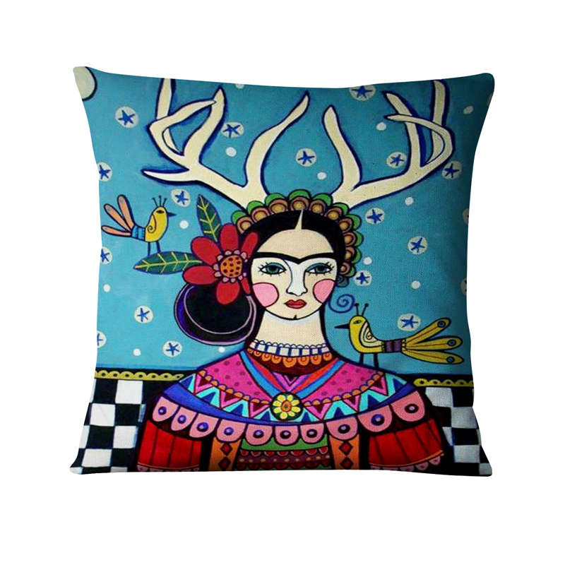 Frida Kahlo Abstract Cushion Cover - Floral Fawna