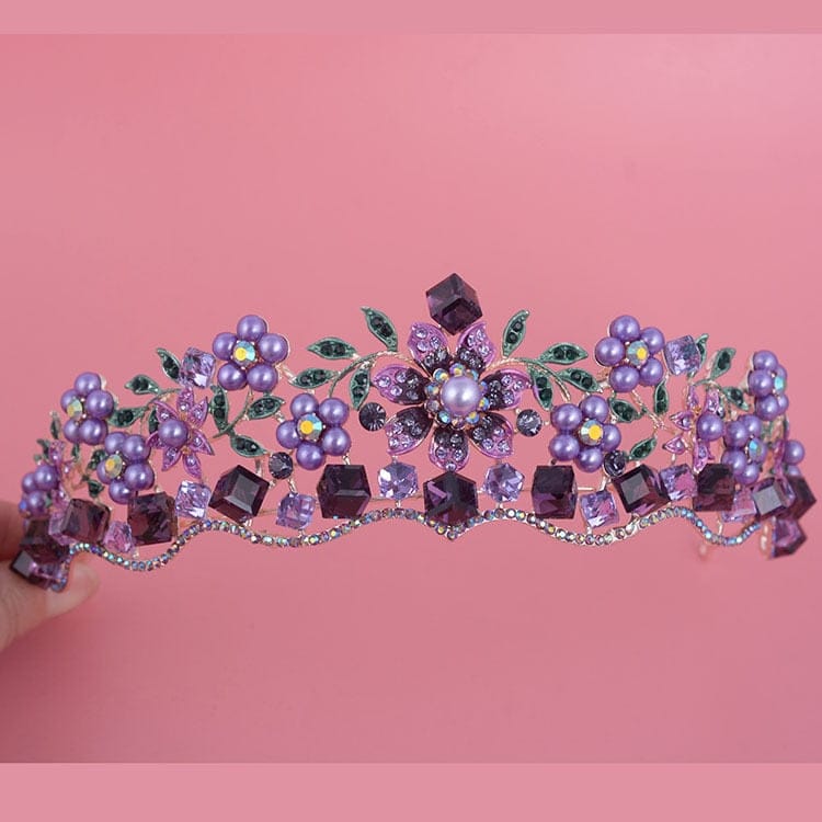 Baroque Purple Bridal Crown - Floral Fawna