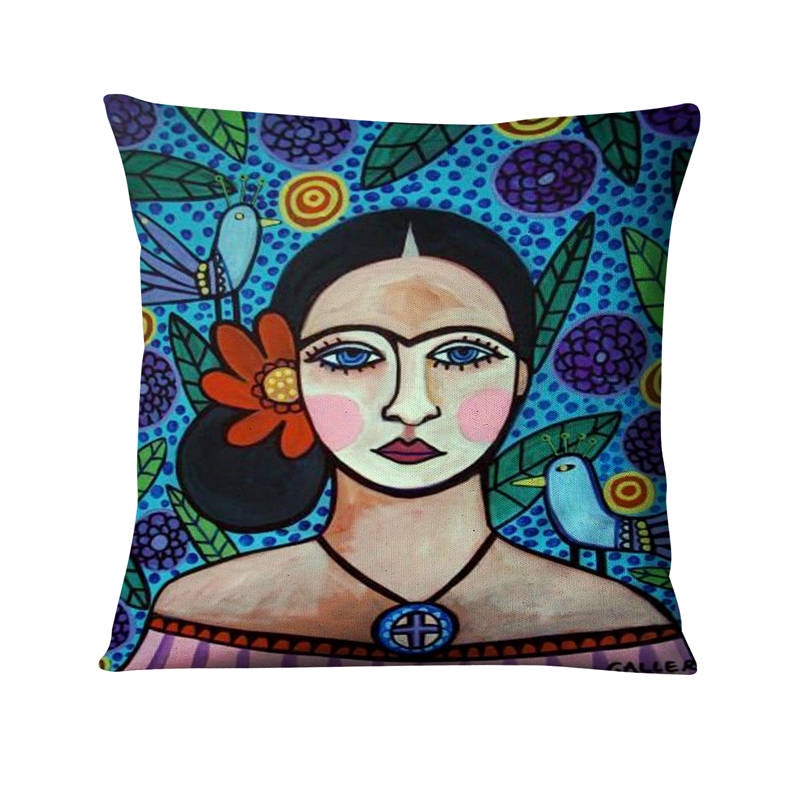 Frida Kahlo Abstract Cushion Cover - Floral Fawna