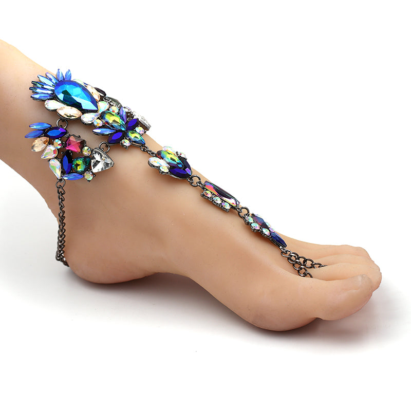 Rhinestone Crystal Anklet - Floral Fawna