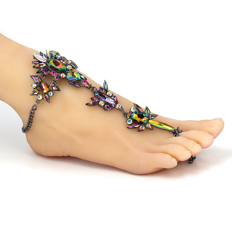 Rhinestone Crystal Anklet - Floral Fawna