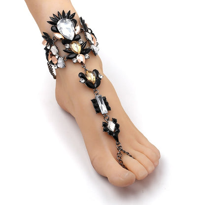 Rhinestone Crystal Anklet - Floral Fawna