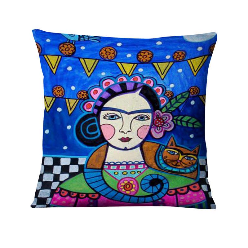 Frida Kahlo Abstract Cushion Cover - Floral Fawna