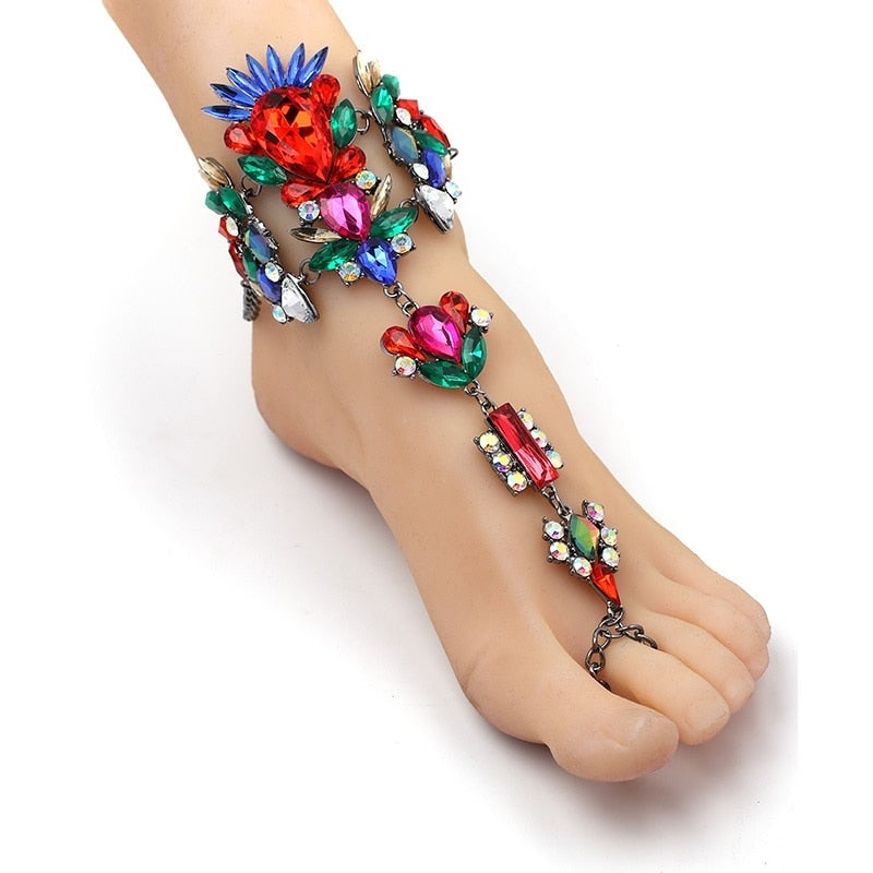 Rhinestone Crystal Anklet - Floral Fawna