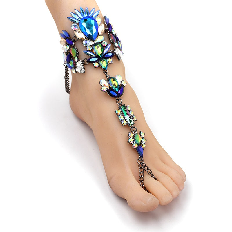 Rhinestone Crystal Anklet - Floral Fawna