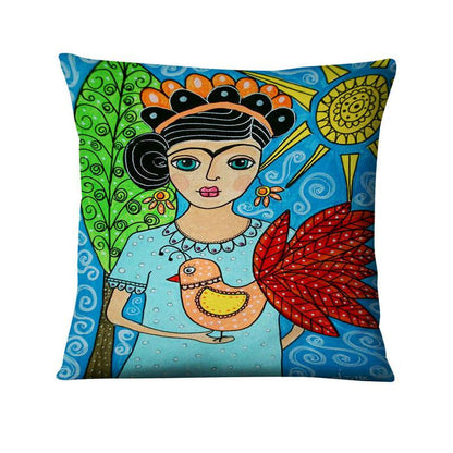 Frida Kahlo Abstract Cushion Cover - Floral Fawna