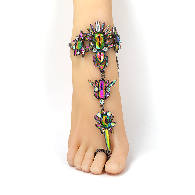 Rhinestone Crystal Anklet - Floral Fawna