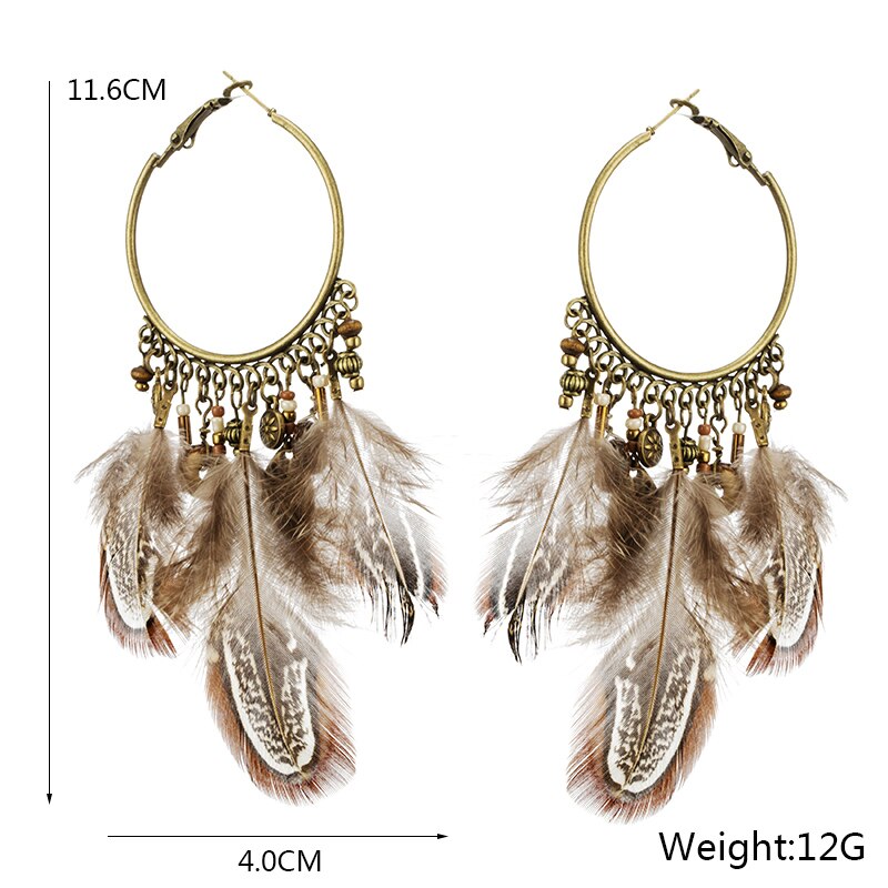 Feather Tassel Pendant Earrings - Floral Fawna