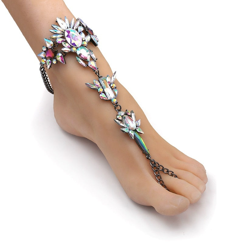 Rhinestone Crystal Anklet - Floral Fawna