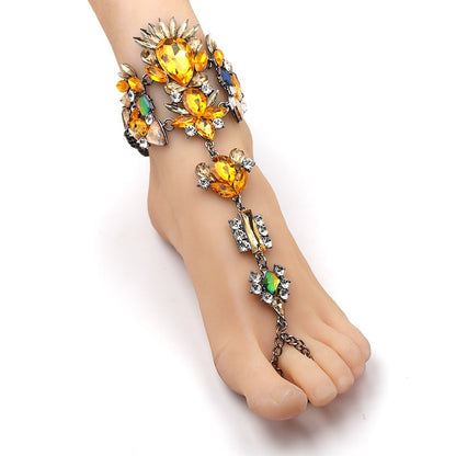 Rhinestone Crystal Anklet - Floral Fawna