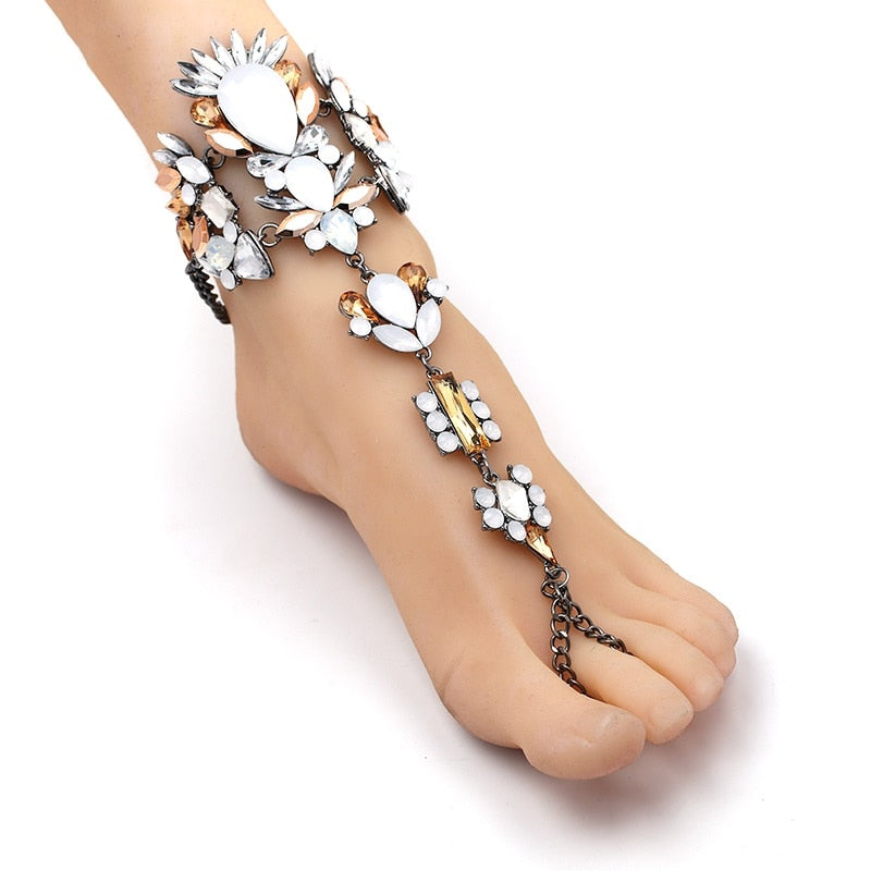 Rhinestone Crystal Anklet - Floral Fawna