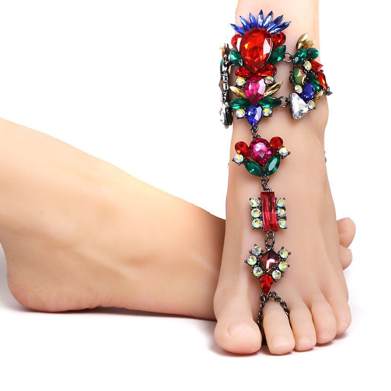 Rhinestone Crystal Anklet - Floral Fawna