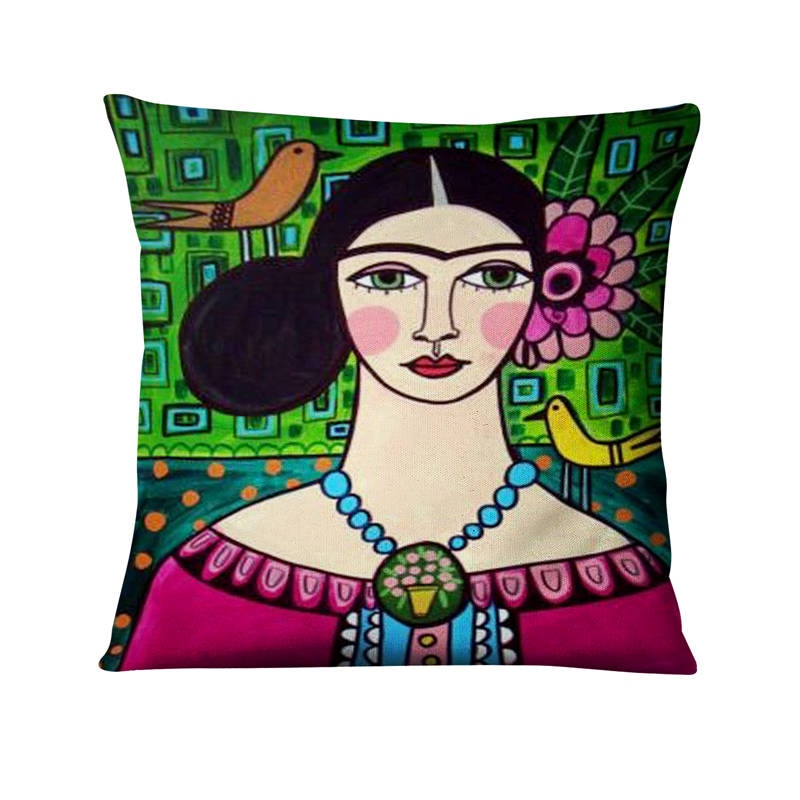 Frida Kahlo Abstract Cushion Cover - Floral Fawna