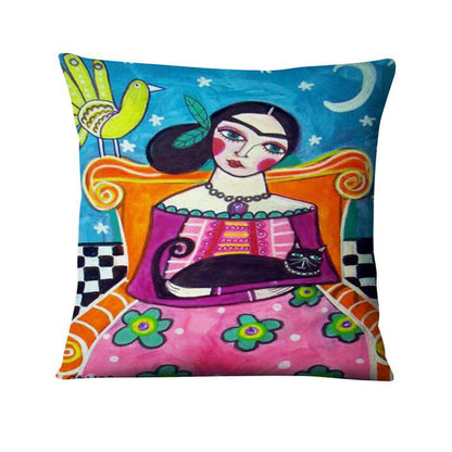 Frida Kahlo Abstract Cushion Cover - Floral Fawna