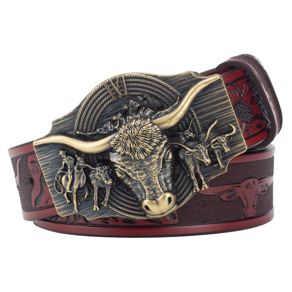 Western Bull Buckle Belt - Floral Fawna