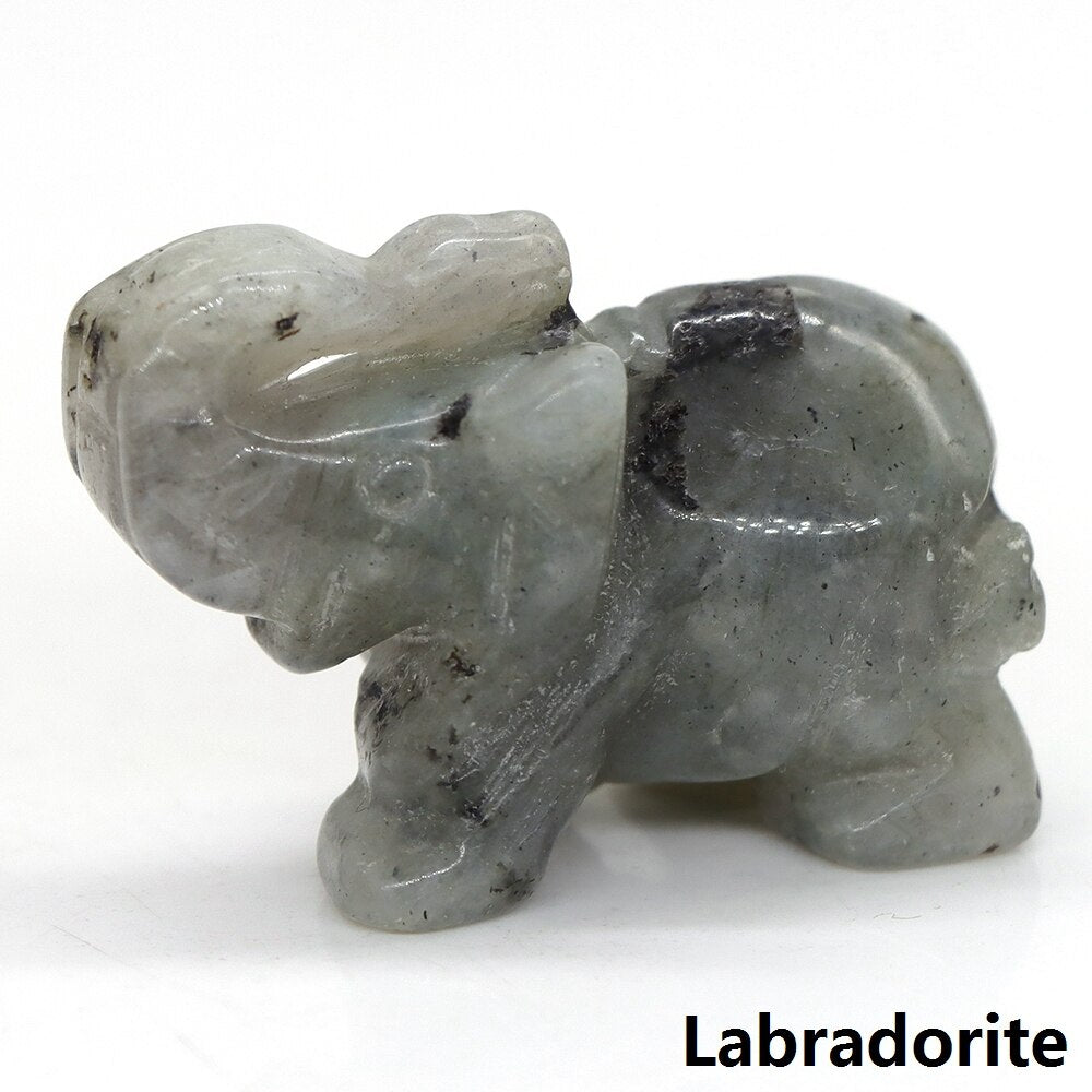 Carved Elephant Crystal - Floral Fawna